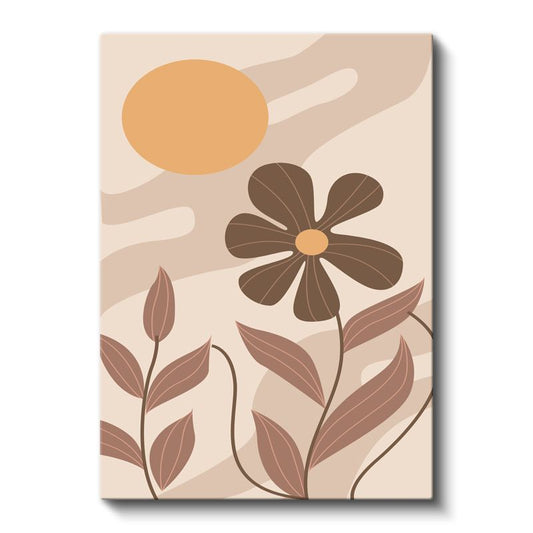 Bohem Çiçek - Sıcak Tonlarda Minimalist Botanik Kanvas Tablo