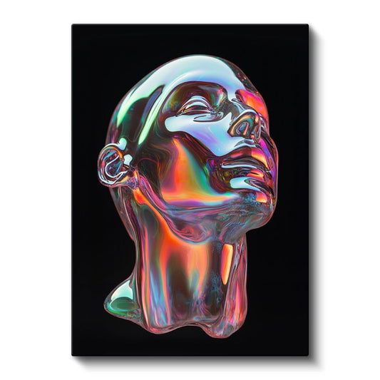 Holografik Portre - Çok Renkli Metalik Heykel Kanvas Tablo