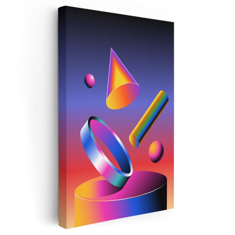 Geometrik Evren - Canlı Renkli 3D Şekiller Kanvas Tablo