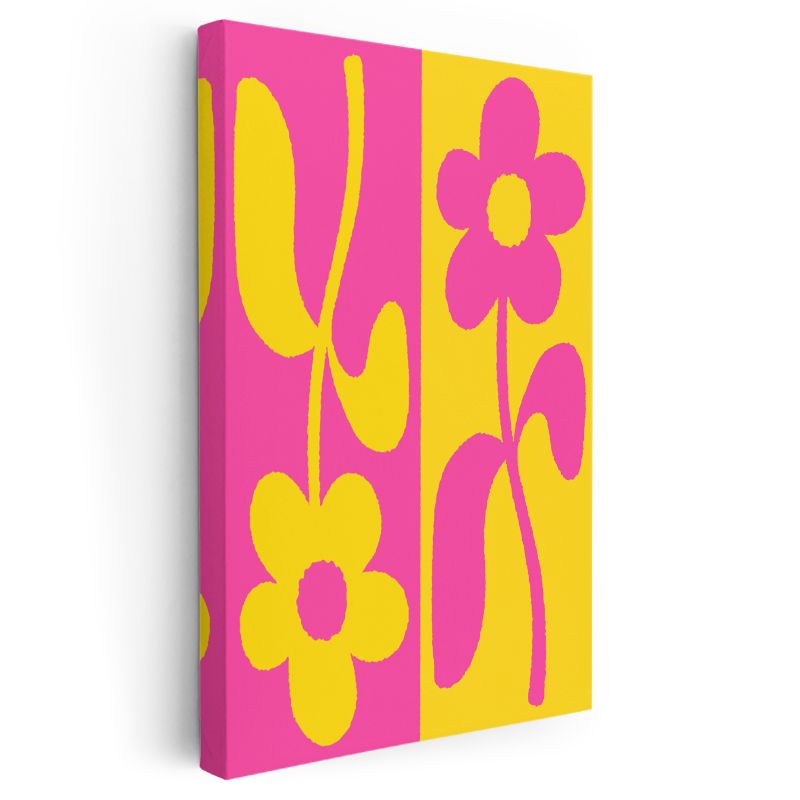 Pop Çiçekler - Neşeli Kontrast Renkli Botanik Kanvas Tablo