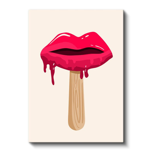 Dudak Dondurma - Pop Art Tarzı Eğlenceli Kanvas Tablo