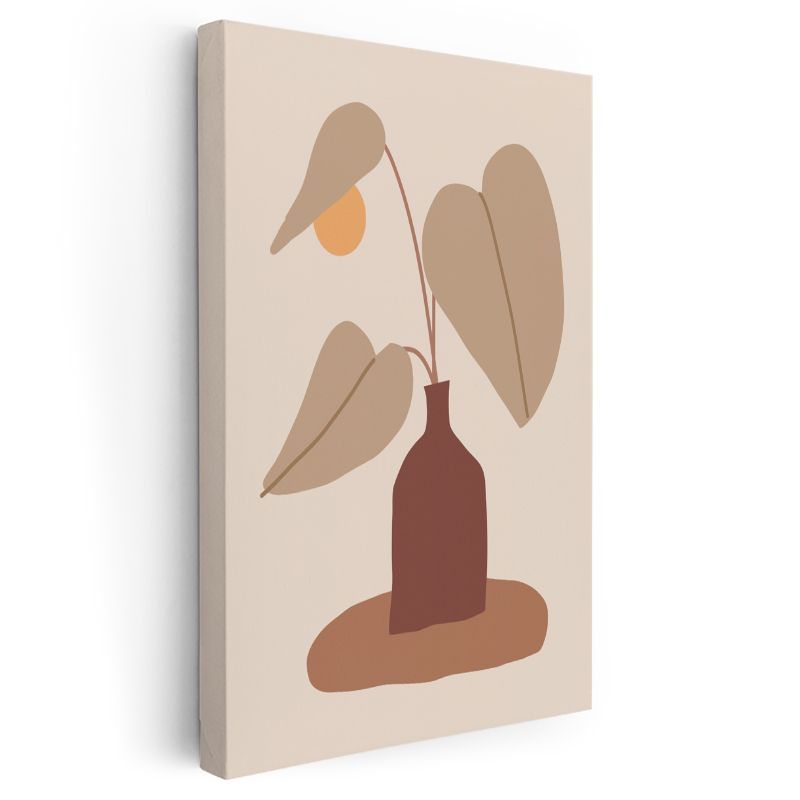 Botanik Sadelik - Minimalist Yaprak Kompozisyonu Kanvas Tablo