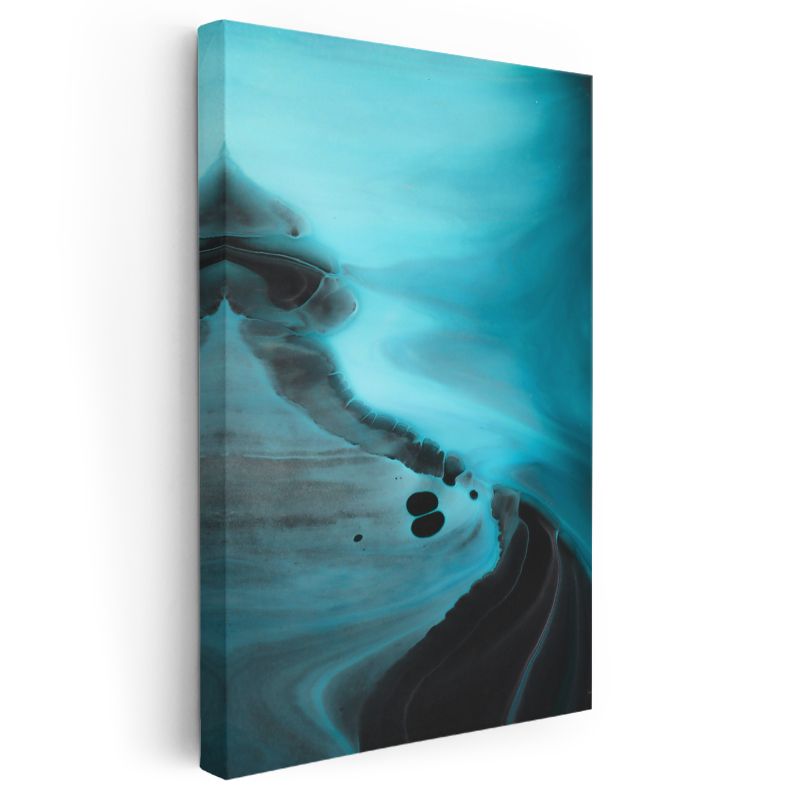 Okyanus Derinliği - Turkuaz Akışkan Formlar Kanvas Tablo