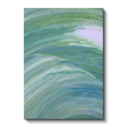 Yeşil Dalga - Dinamik Fırça Darbeleri Kanvas Tablo
