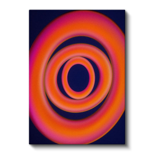 Hipnotik Daireler - Turuncu Pembe Soyut Geometri Kanvas Tablo