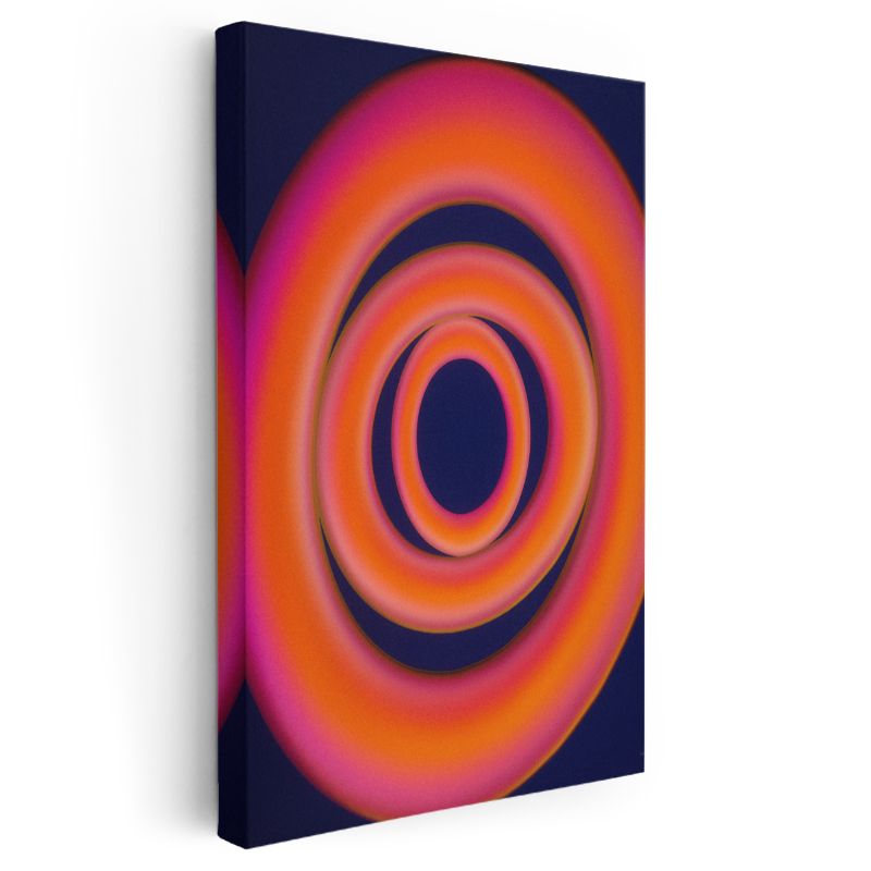 Hipnotik Daireler - Turuncu Pembe Soyut Geometri Kanvas Tablo