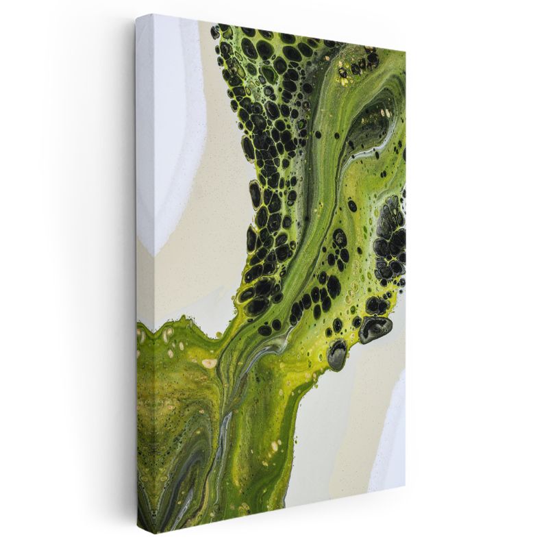 Yeşil Akışkan - Organik Kabarcıklar Soyut Doku Kanvas Tablo