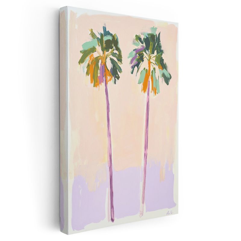İkiz Palmiyeler - Pastel Fırça Darbeleri Kanvas Tablo