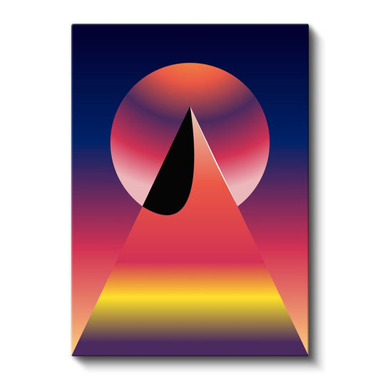 Geometrik Denge - Gün Batımı Renkleriyle Üçgen ve Daire Harmonisi Kanvas Tablo