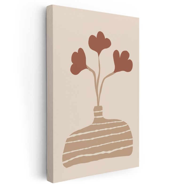 Minimalist Vazo - Kalp Yapraklı Çiçekler Kanvas Tablo