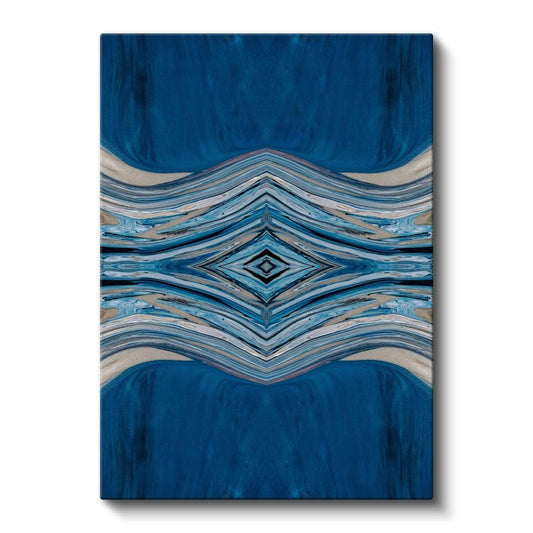 Mavi Simetri - Dalgalı Çizgilerde Okyanus Tonları Kanvas Tablo