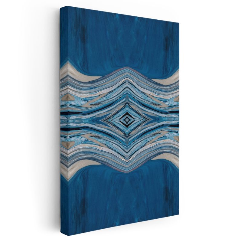 Mavi Simetri - Dalgalı Çizgilerde Okyanus Tonları Kanvas Tablo
