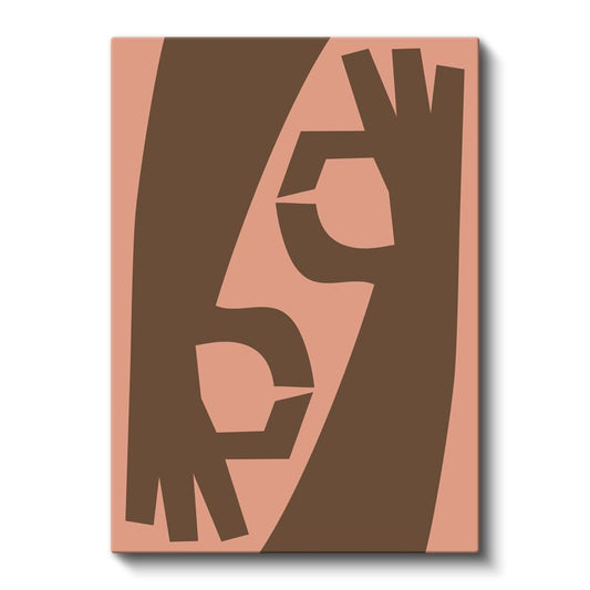 Minimalist Portre - Kahverengi ve Pembe Tonlarında Soyut Yüz Kanvas Tablo