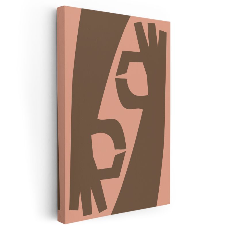 Minimalist Portre - Kahverengi ve Pembe Tonlarında Soyut Yüz Kanvas Tablo