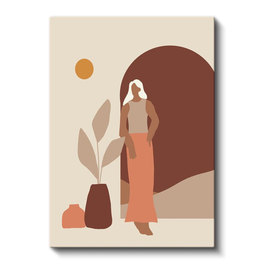 Minimalist Silüet - Toprak Tonları Geometrik Kompozisyon Kanvas Tablo