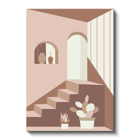 Geometrik Mimari - Toprak Tonları Minimalist Mekan Kanvas Tablo