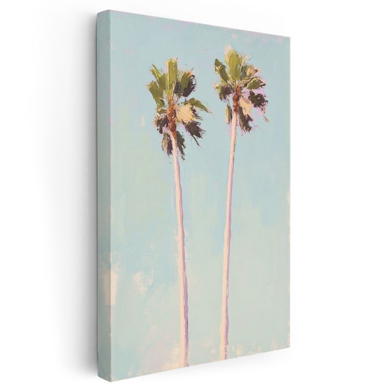 İkiz Palmiyeler - Minimalist Gökyüzü Manzara Kanvas Tablo