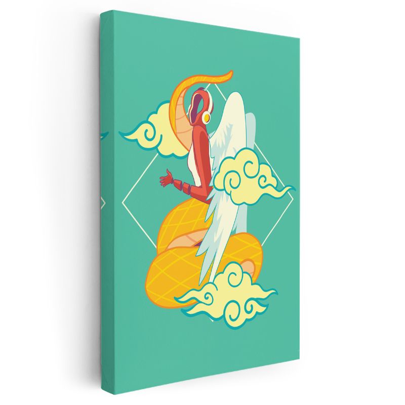 Mitolojik Kahraman - Bulutlar Arasında Süzülen Figür Kanvas Tablo