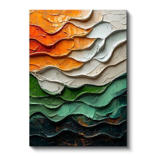 Dalgalı Katmanlar - Dokulu Renk Geçişleri Kanvas Tablo