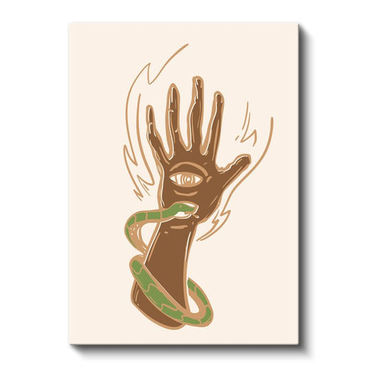 Mistik El - Yılan ve Göz Sembolü Kanvas Tablo