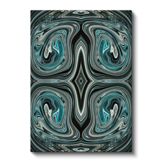Simetrik Akış - Turkuaz Girdaplar Kanvas Tablo