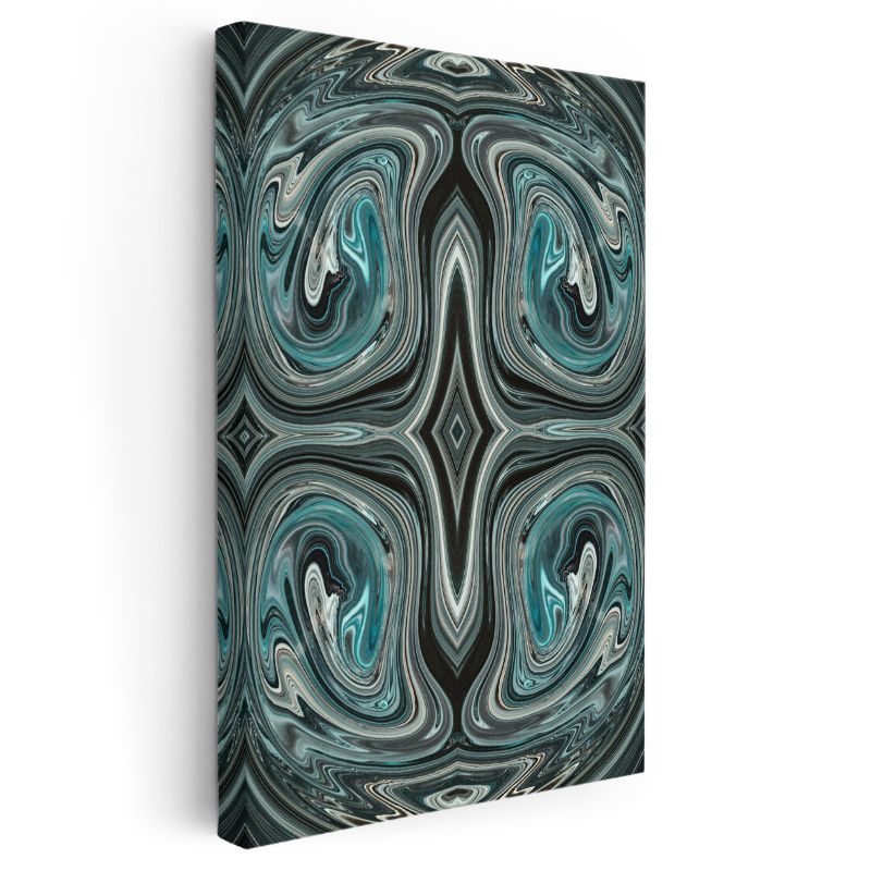 Simetrik Akış - Turkuaz Girdaplar Kanvas Tablo