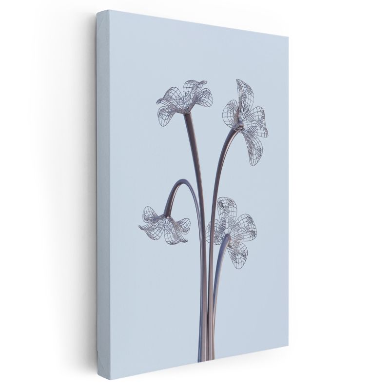 Tel Çiçekler - Minimalist Botanik Kanvas Tablo