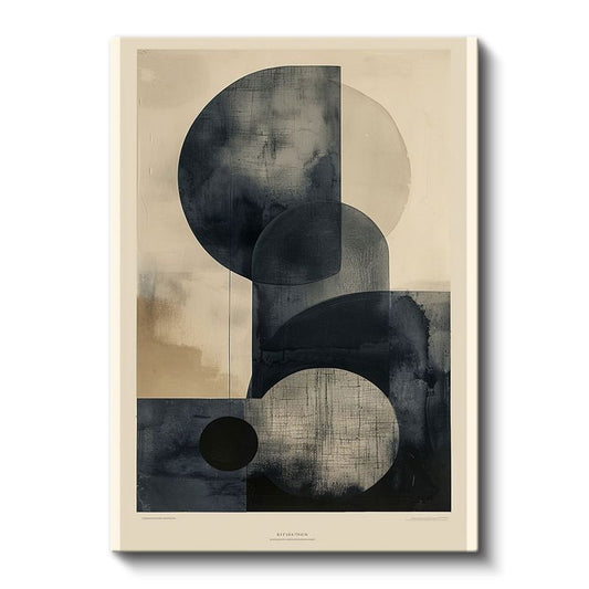 Geometrik Denge - Siyah Daireler Kompozisyonu Kanvas Tablo