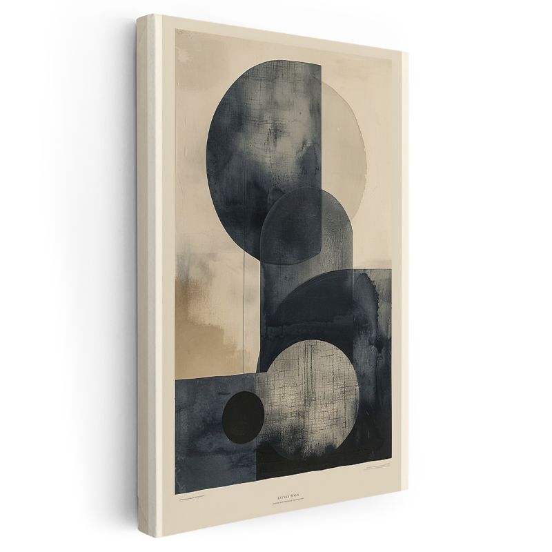 Geometrik Denge - Siyah Daireler Kompozisyonu Kanvas Tablo