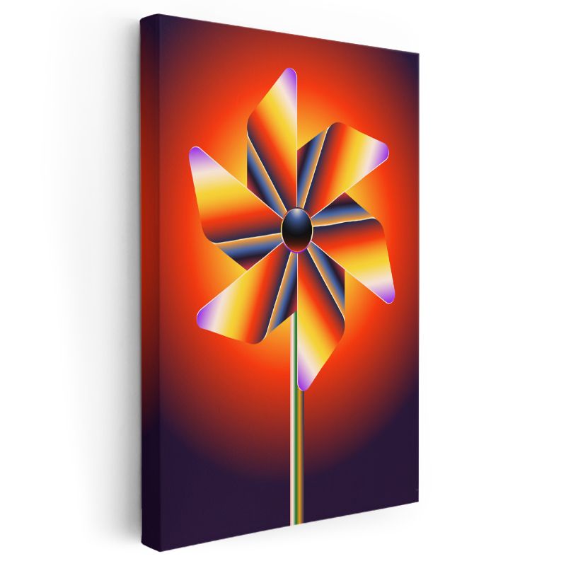 Ateş Çarkı - Geometrik Rüzgargülü Tasarımı Kanvas Tablo