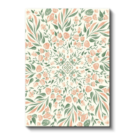 Çiçek Mandalası - Simetrik Botanik Desen Kanvas Tablo