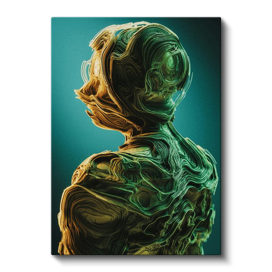 Akışkan Silüet - Dalgalı Çizgilerle Soyut Portre Kanvas Tablo