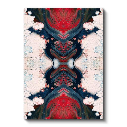 Simetrik Denge - Kırmızı Mavi Akışkan Desenler Kanvas Tablo