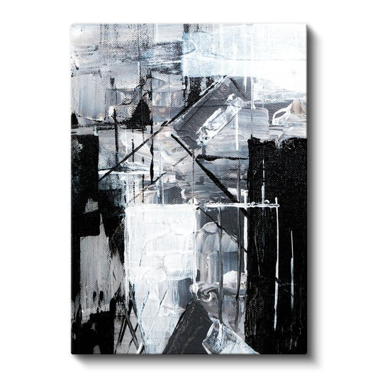 Geometrik Kontrast - Siyah Beyaz Minimalist Çizgiler Kanvas Tablo