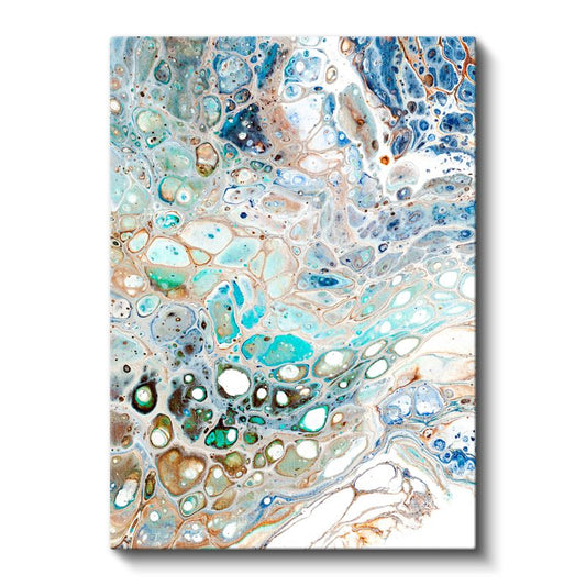 Okyanus Kabarcıkları - Turkuaz Akışkan Desenler Kanvas Tablo