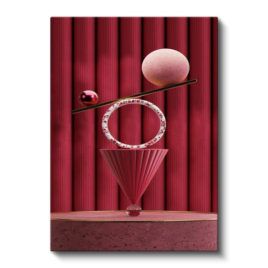 Geometrik Denge - Kırmızı Tonlarda Modern Kompozisyon Kanvas Tablo