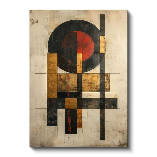 Bauhaus Etkisi - Geometrik Formlar ve Kırmızı Daire Kanvas Tablo