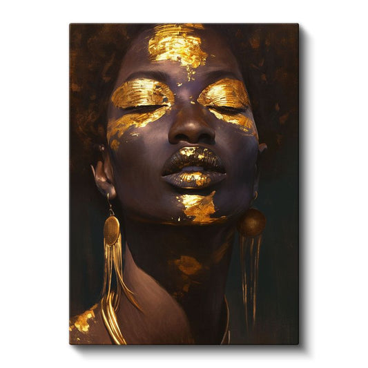 Altın Dokunuş - Sanatsal Portre İllüstrasyon Kanvas Tablo