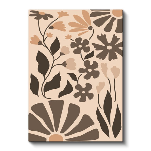 Geometrik Çiçekler - Retro Botanik Desenler Kanvas Tablo