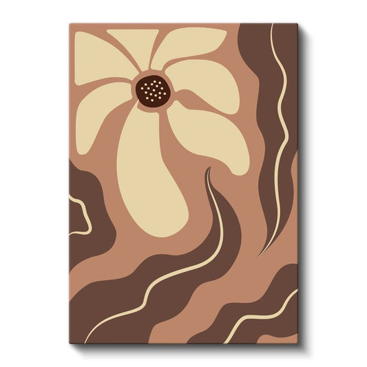 Kahverengi Çiçek - Sıcak Tonlarda Soyut Desen Kanvas Tablo
