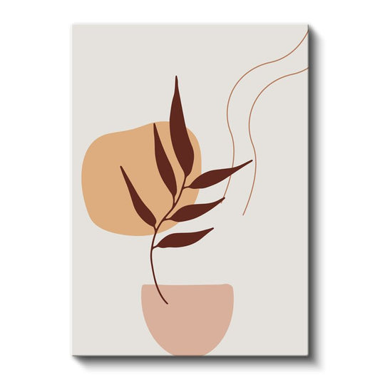 Sonbahar Zarafeti - Kahverengi Yaprak Siluetleri Kanvas Tablo