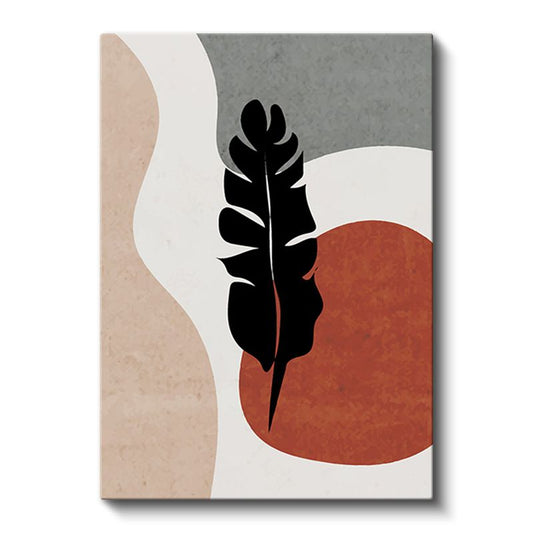 Siyah Yaprak - Minimalist Geometrik Formlar Kanvas Tablo