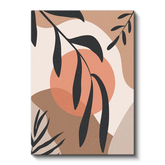Yaprak Siluetleri - Modern Geometrik Kompozisyon Kanvas Tablo