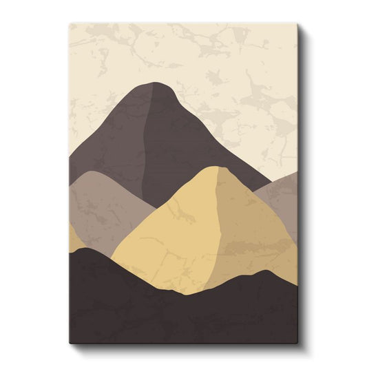 Soyut Tepeler - Kahverengi Tonlarda Geometrik Kompozisyon Kanvas Tablo