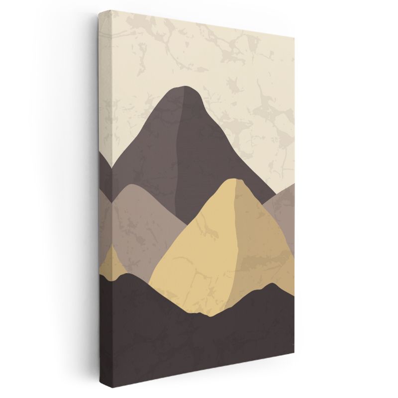 Soyut Tepeler - Kahverengi Tonlarda Geometrik Kompozisyon Kanvas Tablo