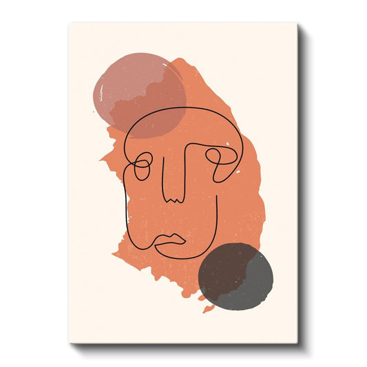 Turuncu Soyutlama - Geometrik Detaylı Portre Kanvas Tablo