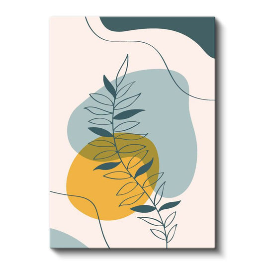 Yaprak Dalları - Pastel Geometrik Desen Kanvas Tablo