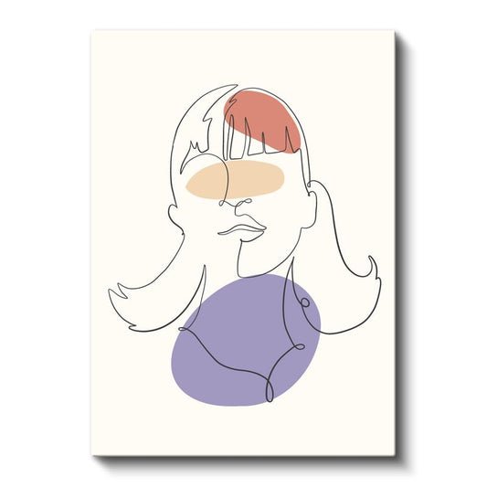 Tek Çizgi Portre - Minimalist Kadın Silueti Kanvas Tablo