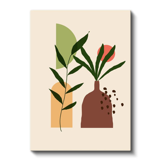 Yaprak Dansı - Modern Saksı Kompozisyonu Kanvas Tablo