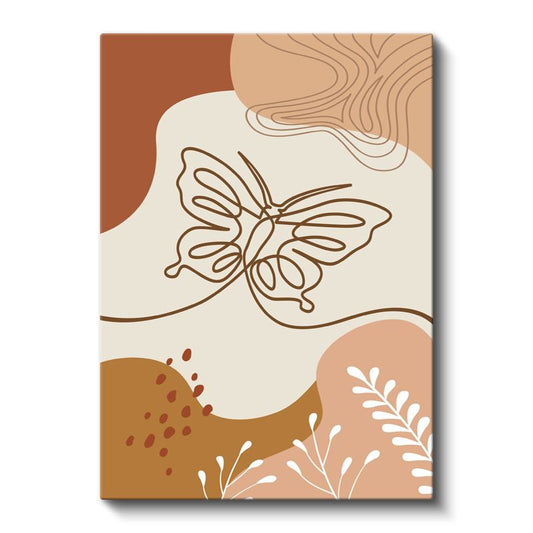 Zarif Kelebek - Minimalist Çizgilerle Doğa Yorumu Kanvas Tablo